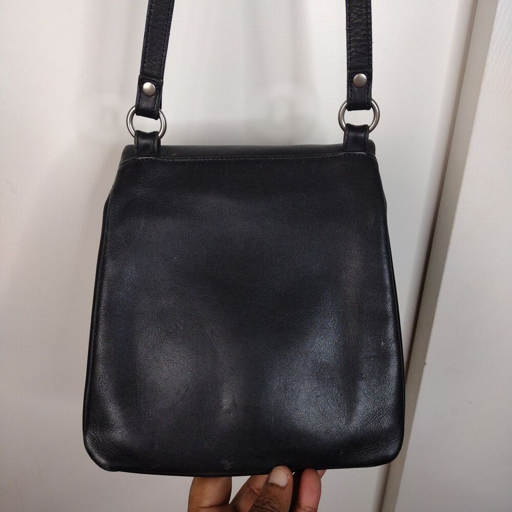 Vintage Coach Bag 9473 Chelsea Saddle Slim Flap Crossbody Black Very Soft - Picture 3 of 9